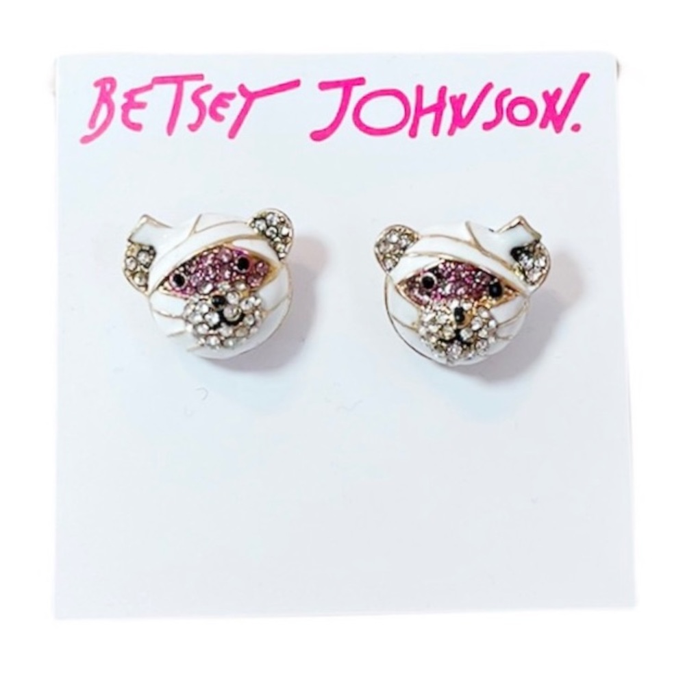🌀 Betsey Johnson Mummy Teddy Bear Earrings